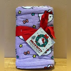 Hello Kitty 2 Pack Of Hand Towels Made By Sanrio. Purple + Bows & Stars. NWTS.